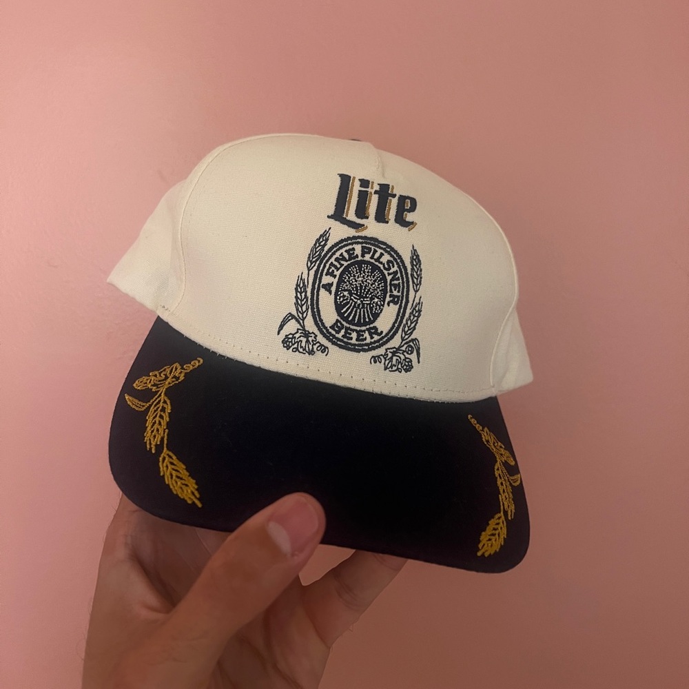 Miller Lite Beer Captain Hat - Navy and Cream. Like new.